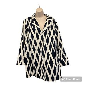 Dennis Basso Black & White Cotton Spandex Jacket Size 22W NWOT